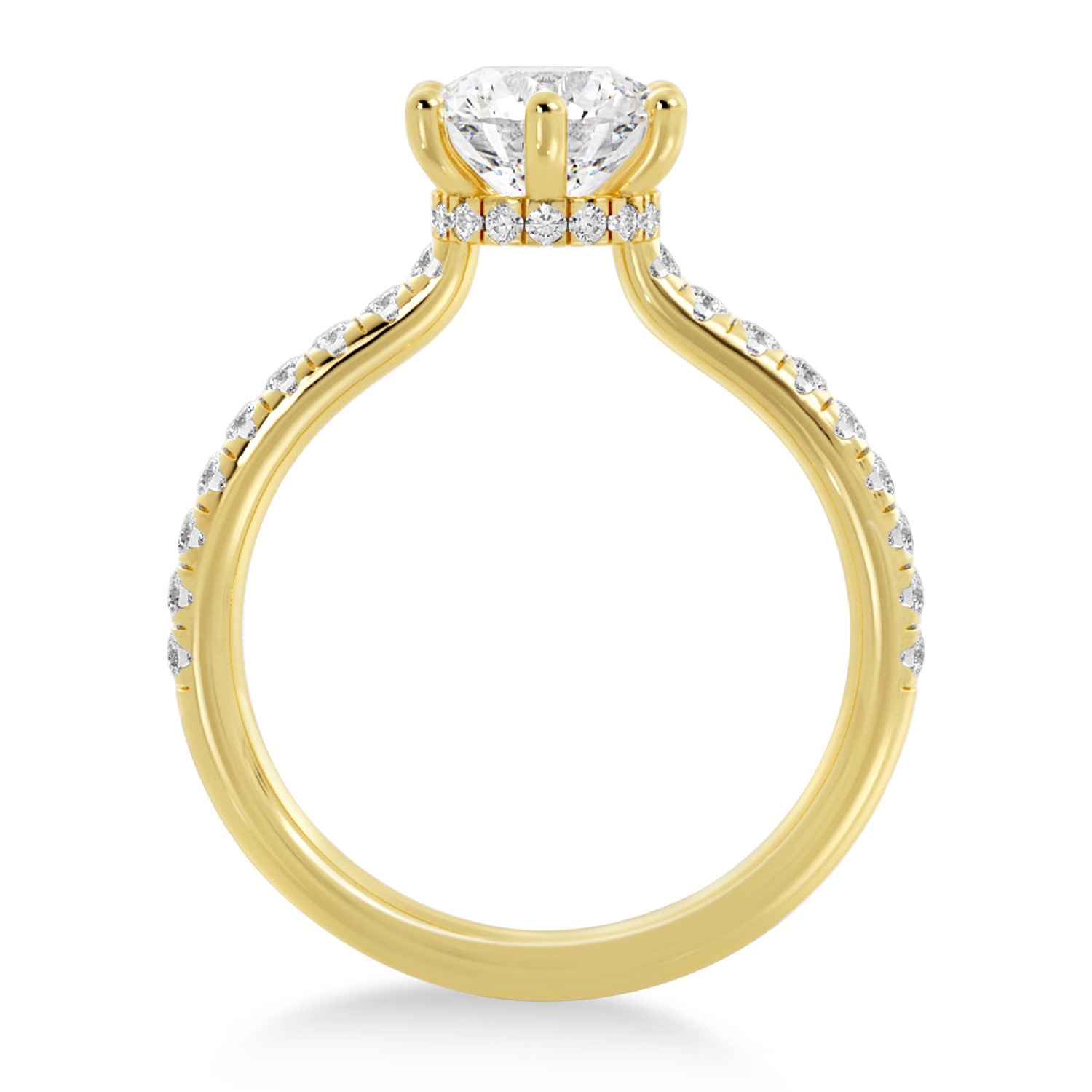 Lab Grown Diamond Hidden Halo 6 Prong Engagement Ring 14k Yellow Gold (0.35ct)