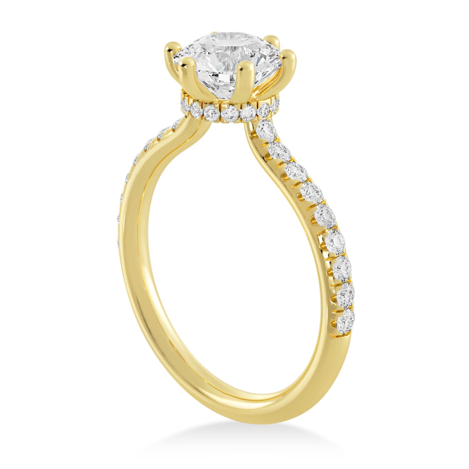Lab Grown Diamond Hidden Halo 6 Prong Engagement Ring 14k Yellow Gold (0.35ct)