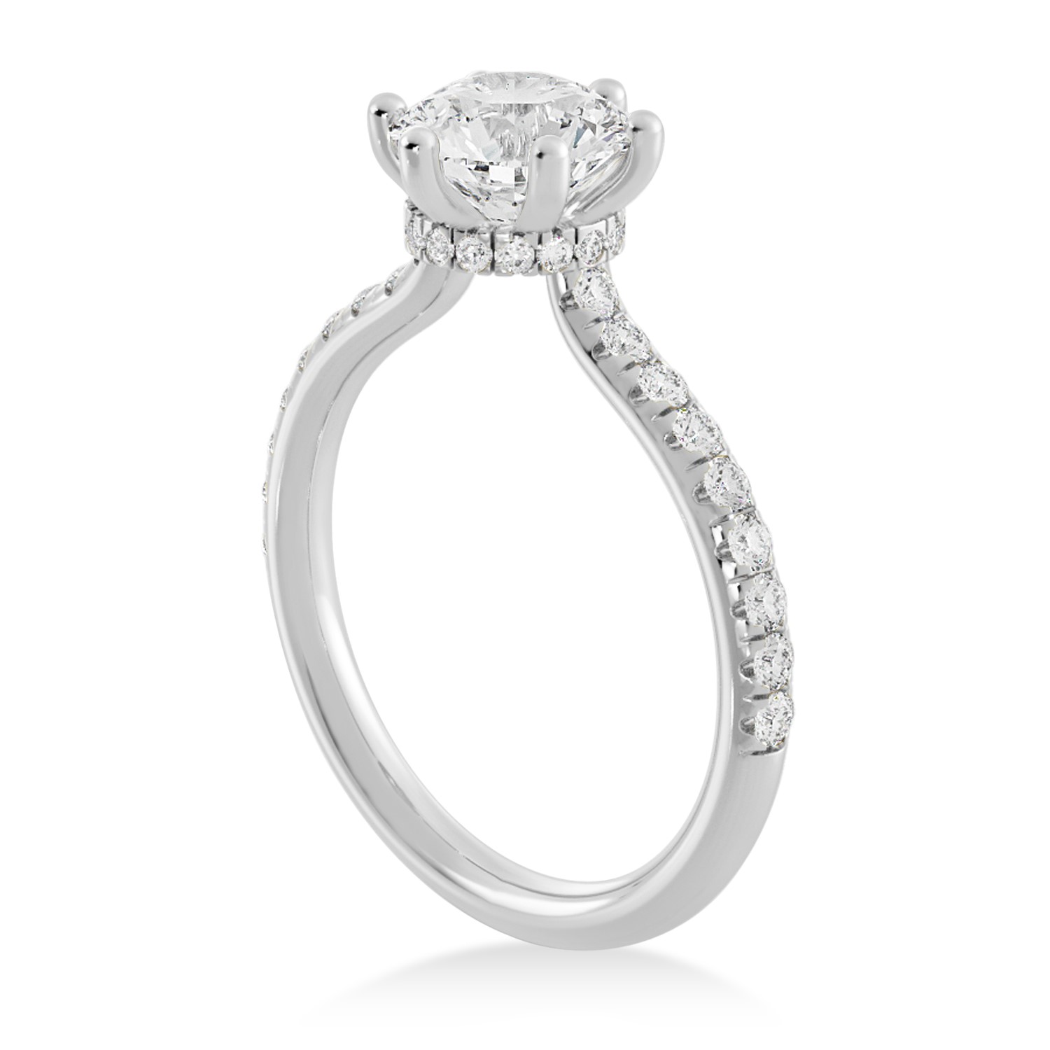 Lab Grown Diamond Hidden Halo 6 Prong Engagement Ring Platinum (0.35ct)