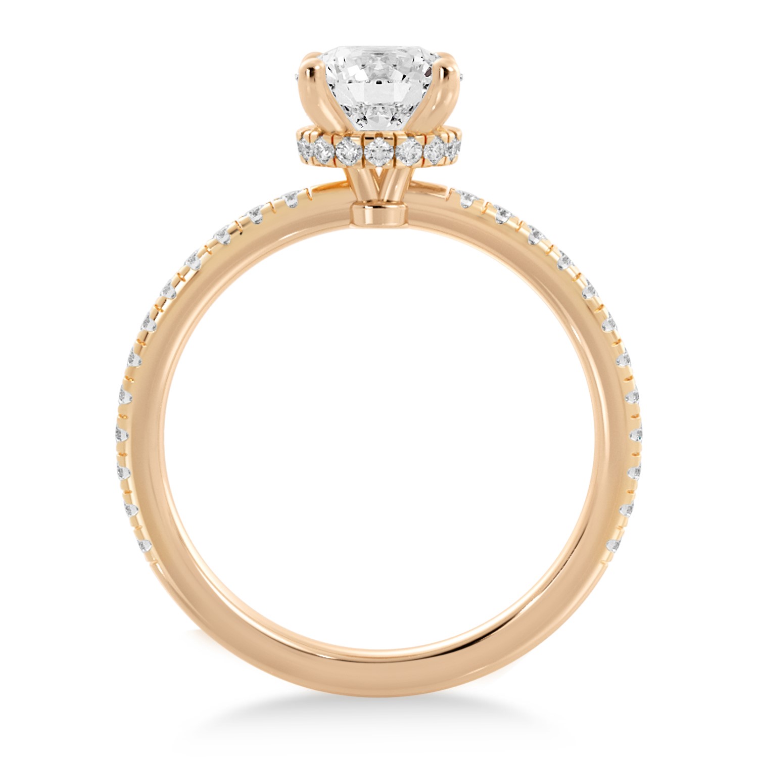Diamond Pave' Hidden Halo Engagement Ring 14k Rose Gold (0.33ct)