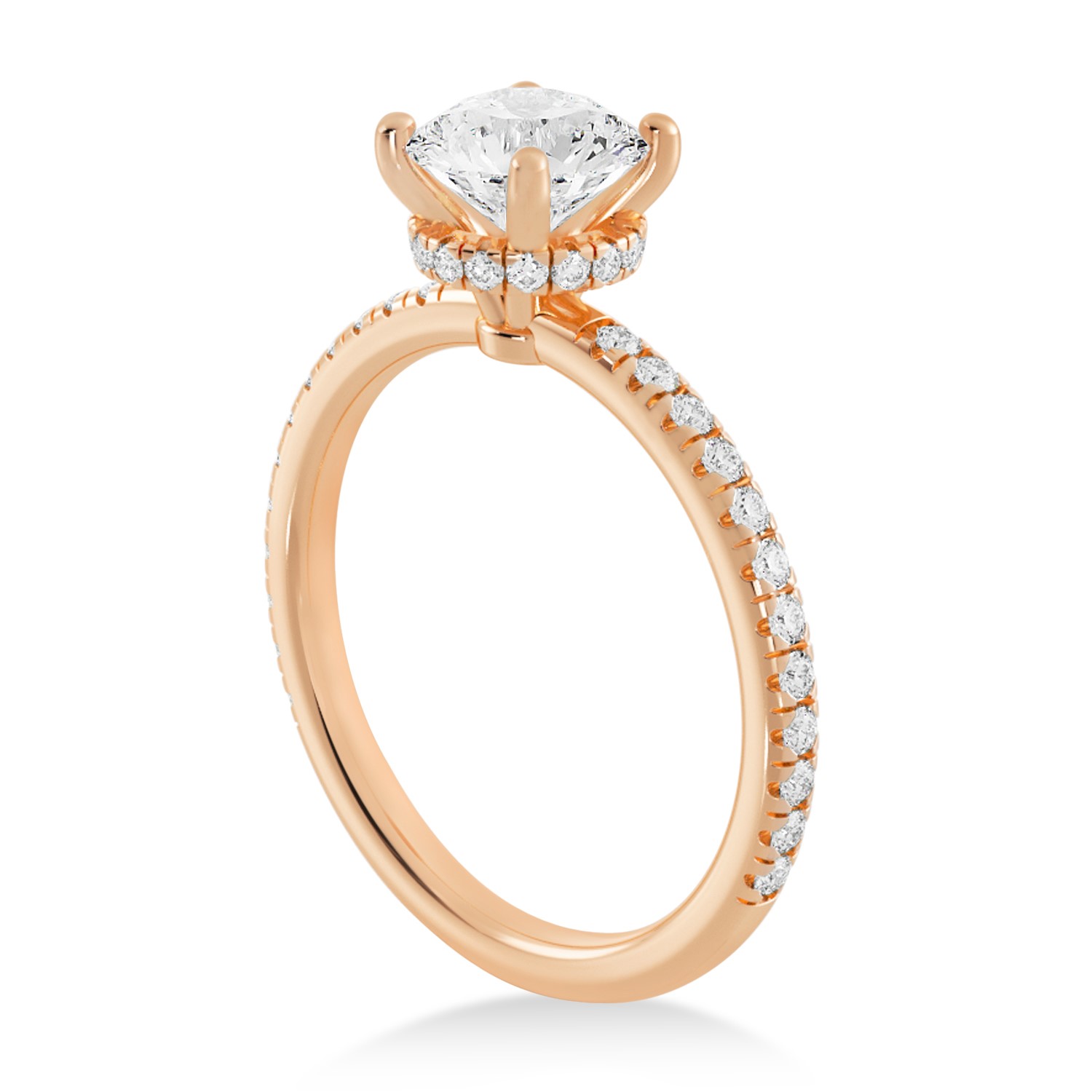 Diamond Pave' Hidden Halo Engagement Ring 14k Rose Gold (0.33ct)