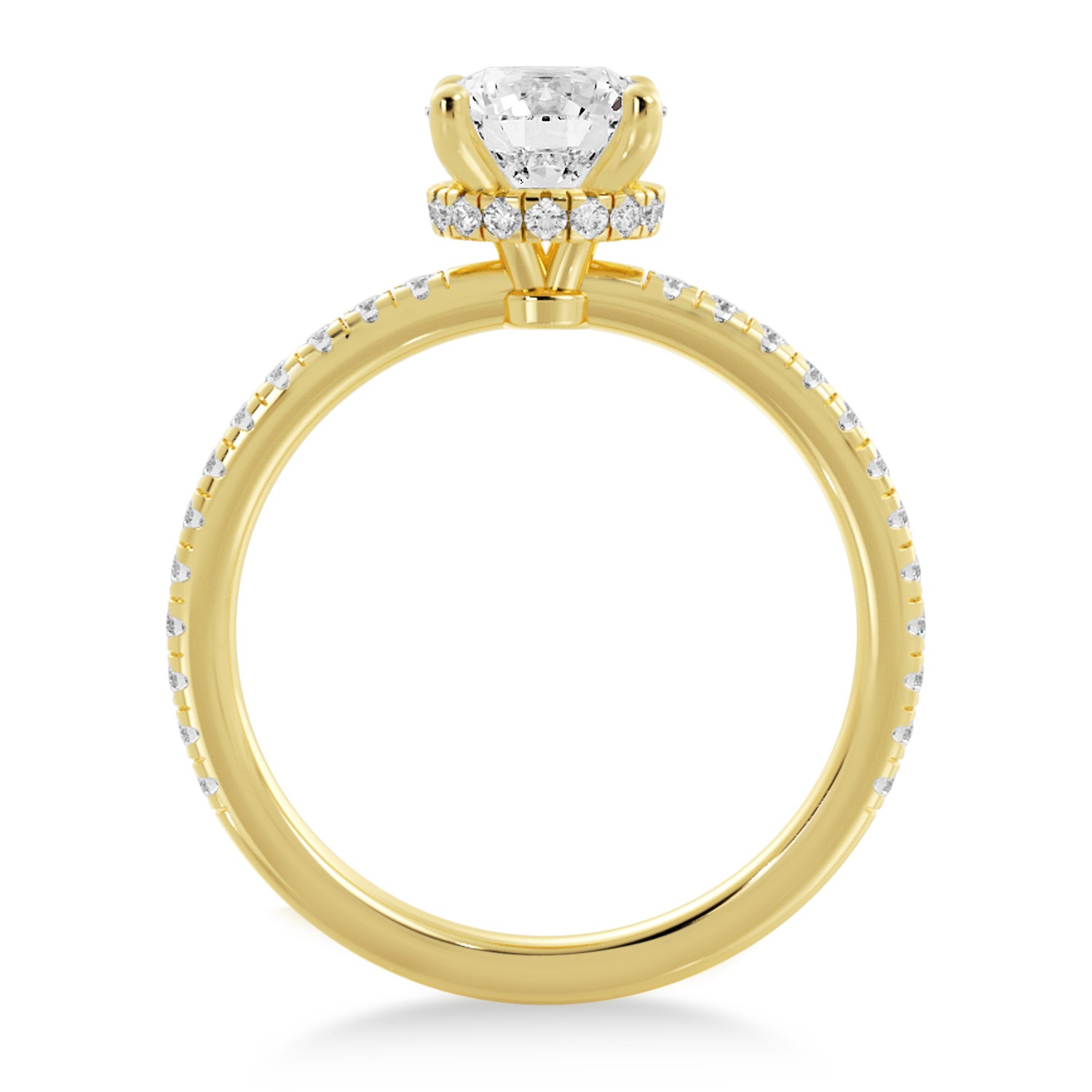 Lab Grown Diamond Pave' Hidden Halo Engagement Ring 18k Yellow Gold (0.33ct)