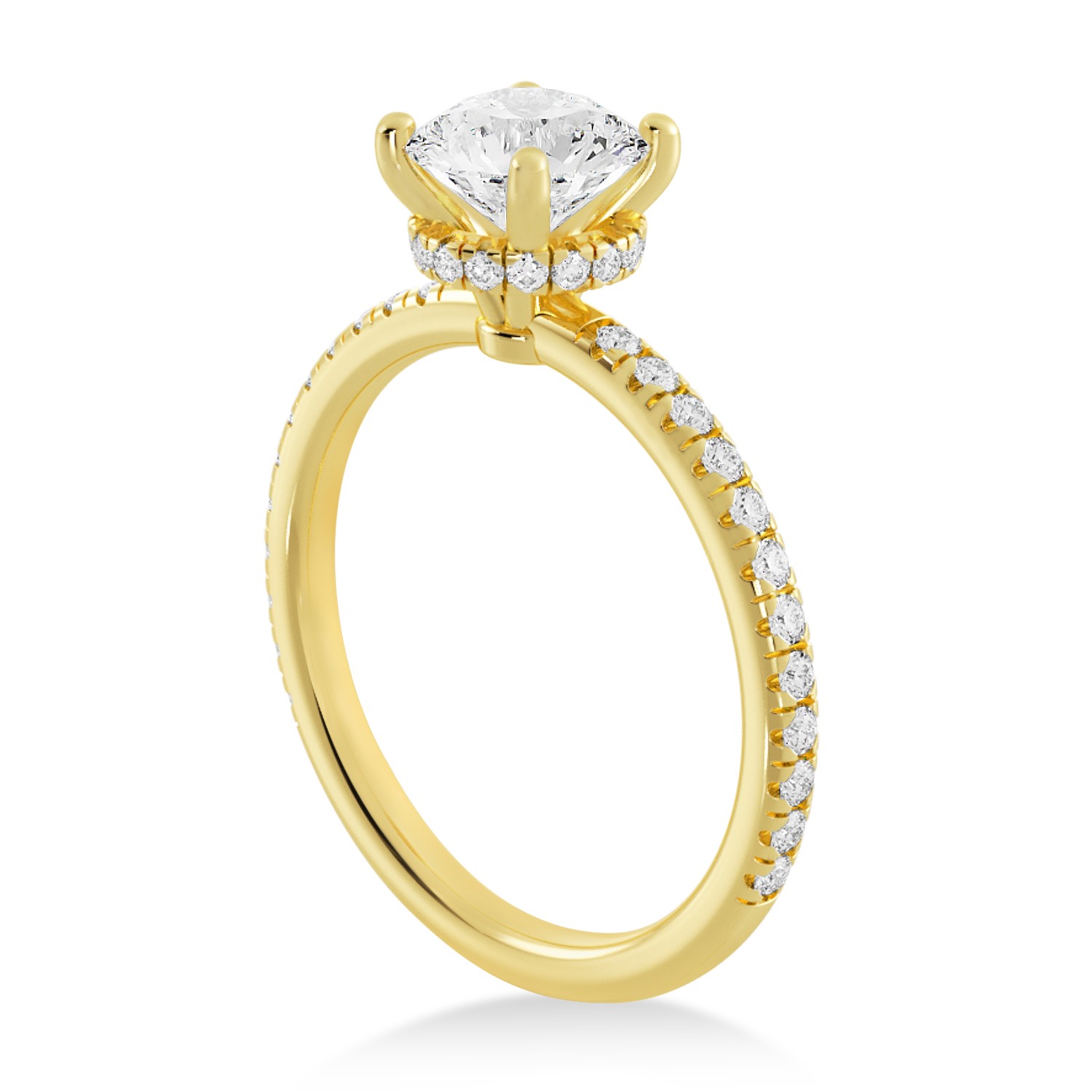 Lab Grown Diamond Pave' Hidden Halo Engagement Ring 18k Yellow Gold (0.33ct)