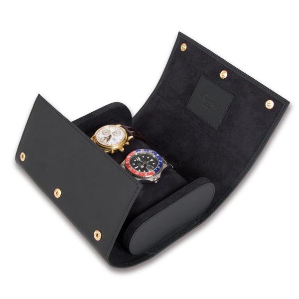 Rapport London Two Watch Storage Roll in Matte Black Rubber