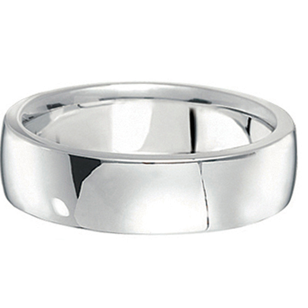 Men's Wedding Ring Low Dome Comfort-Fit in 18k White Gold (6mm)