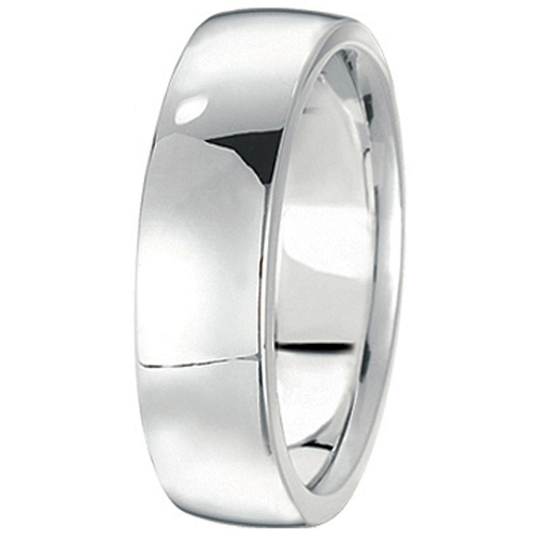 Men's Wedding Ring Low Dome Comfort-Fit in 18k White Gold (6mm)