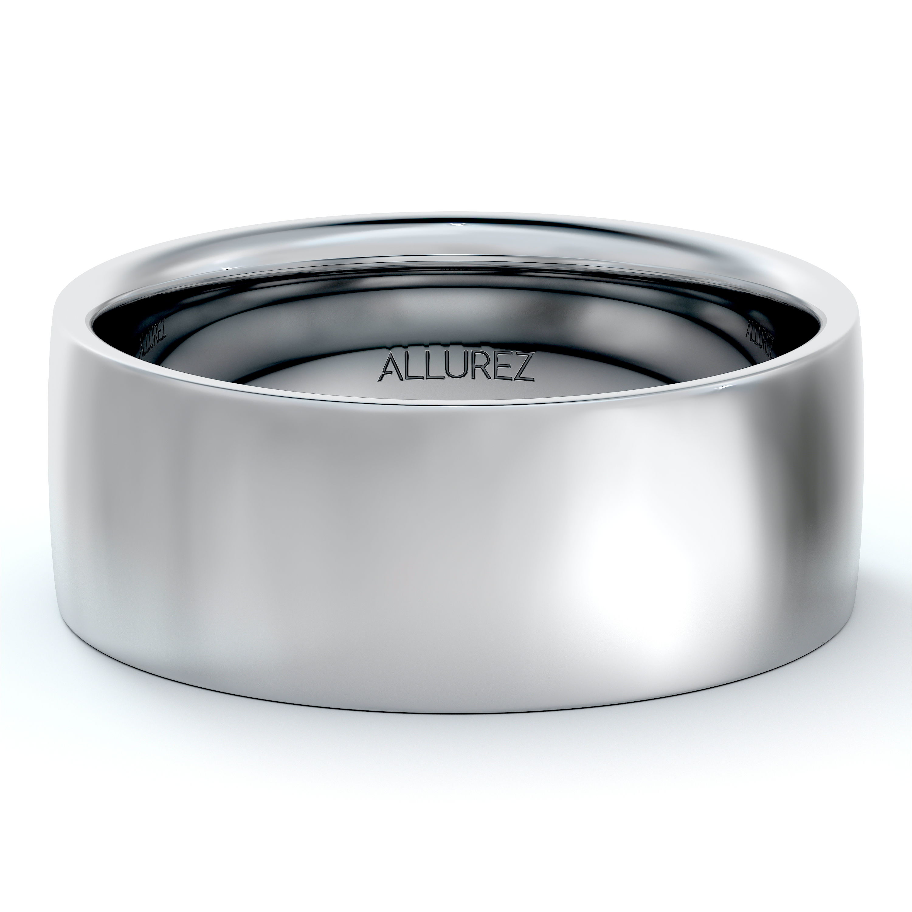 Men's Wedding Band Low Dome Comfort-Fit in 14k White Gold mm UB115