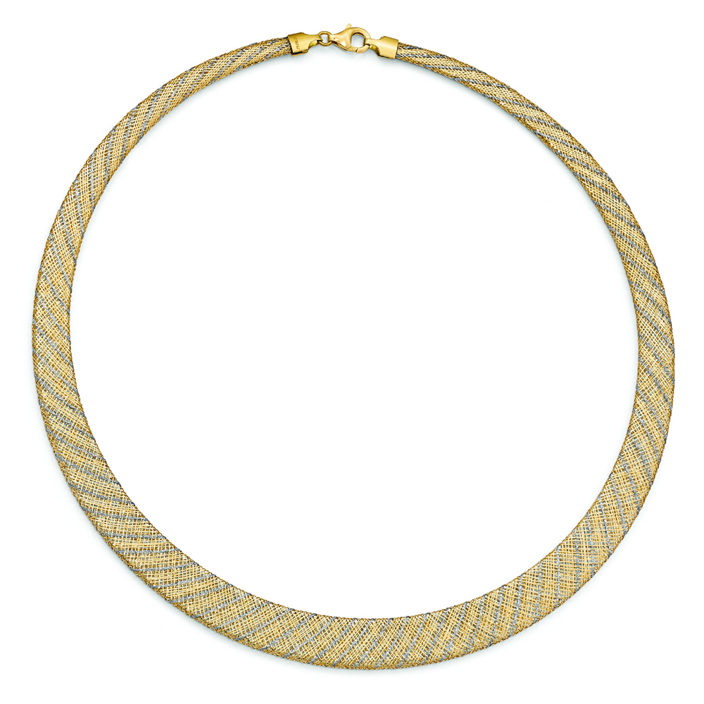 Flexible Graduated Woven Collar Luxe Necklace 14k Two-Tone Gold