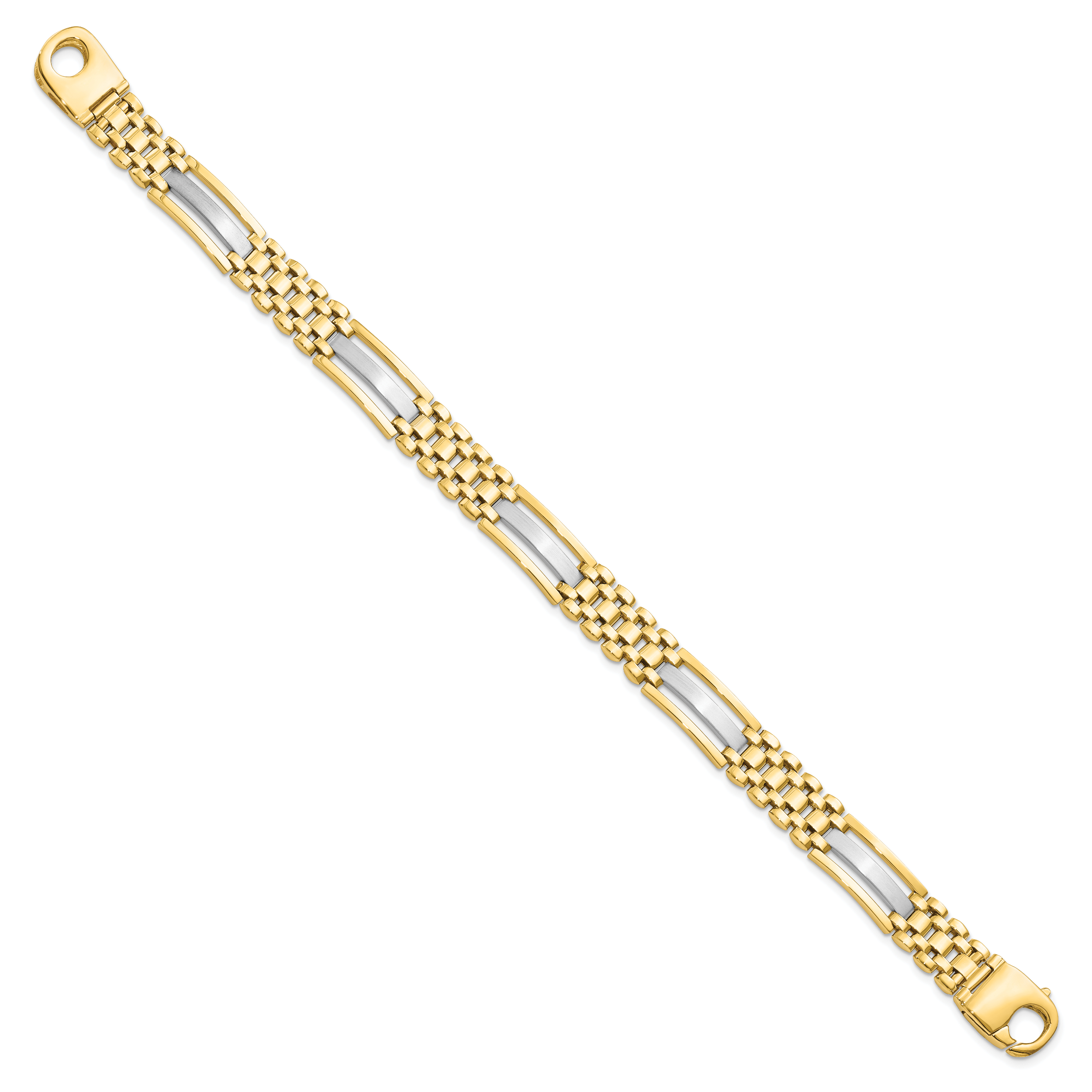 Men's Polished & Satin Fancy Rolex Link Bracelet 14k Two-Tone Gold