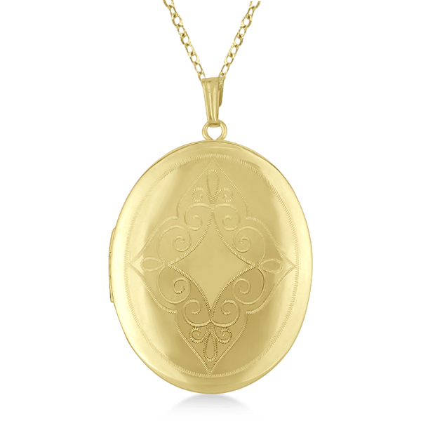 Oval Antique Pendant Locket w/ Milgrained Edge Vermeil