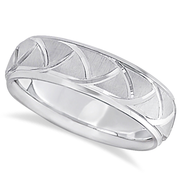 Men's Carved Groove Wedding Band in Platinum (7mm)