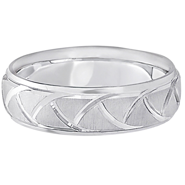 Men's Carved Groove Wedding Band in Platinum (7mm)