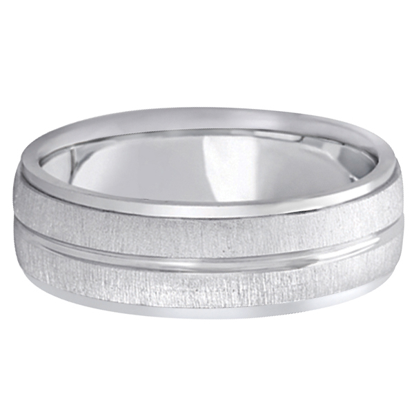 Modern Carved Wedding Band For Men in Platinum (7mm)