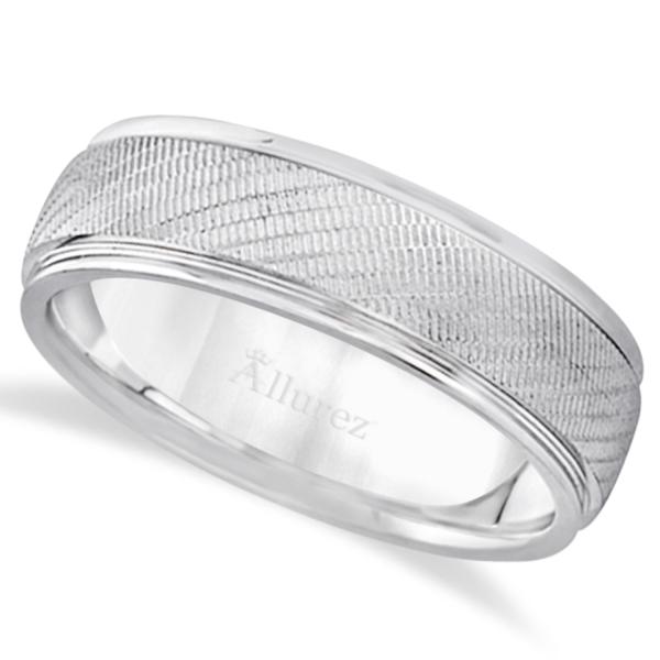 Diamond Cut Wedding Band For Men in Palladium (7mm)