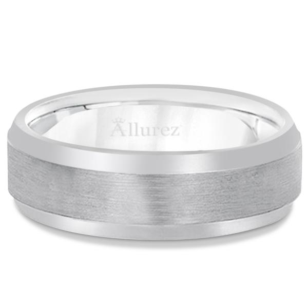 Comfort-Fit Carved Wedding Band in Platinum (7mm)