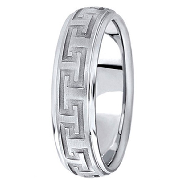 Men's Diamond Cut Carved Platinum Wedding Band (5mm)