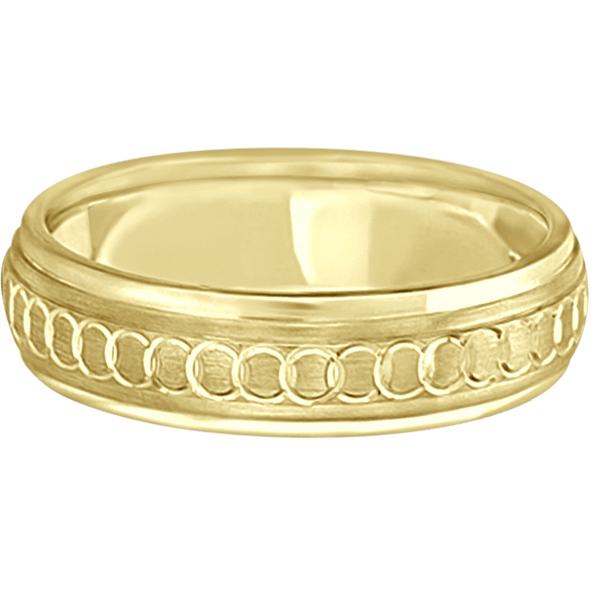 Infinity Wedding Ring For Men Fancy Carved 18k Yellow Gold (5mm)