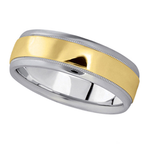 Men's Carved Two-Tone Wedding Band (7mm)