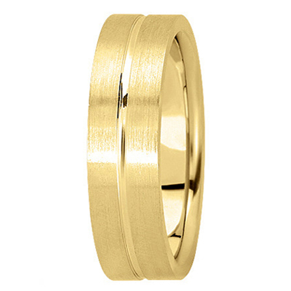 Men's Carved Flat Wedding Band in 14k Yellow Gold (6mm)
