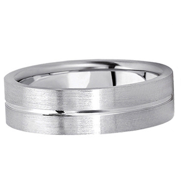 Men's Carved Flat Wedding Band in Platinum (6mm)