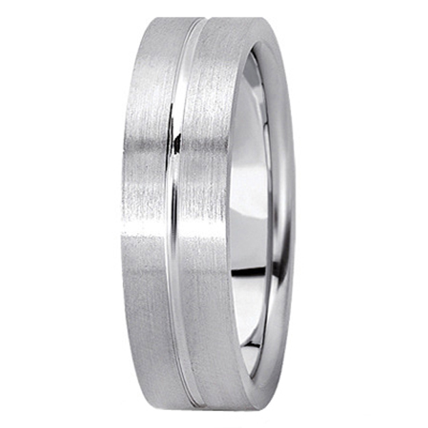 Men's Carved Flat Wedding Band in Platinum (6mm)
