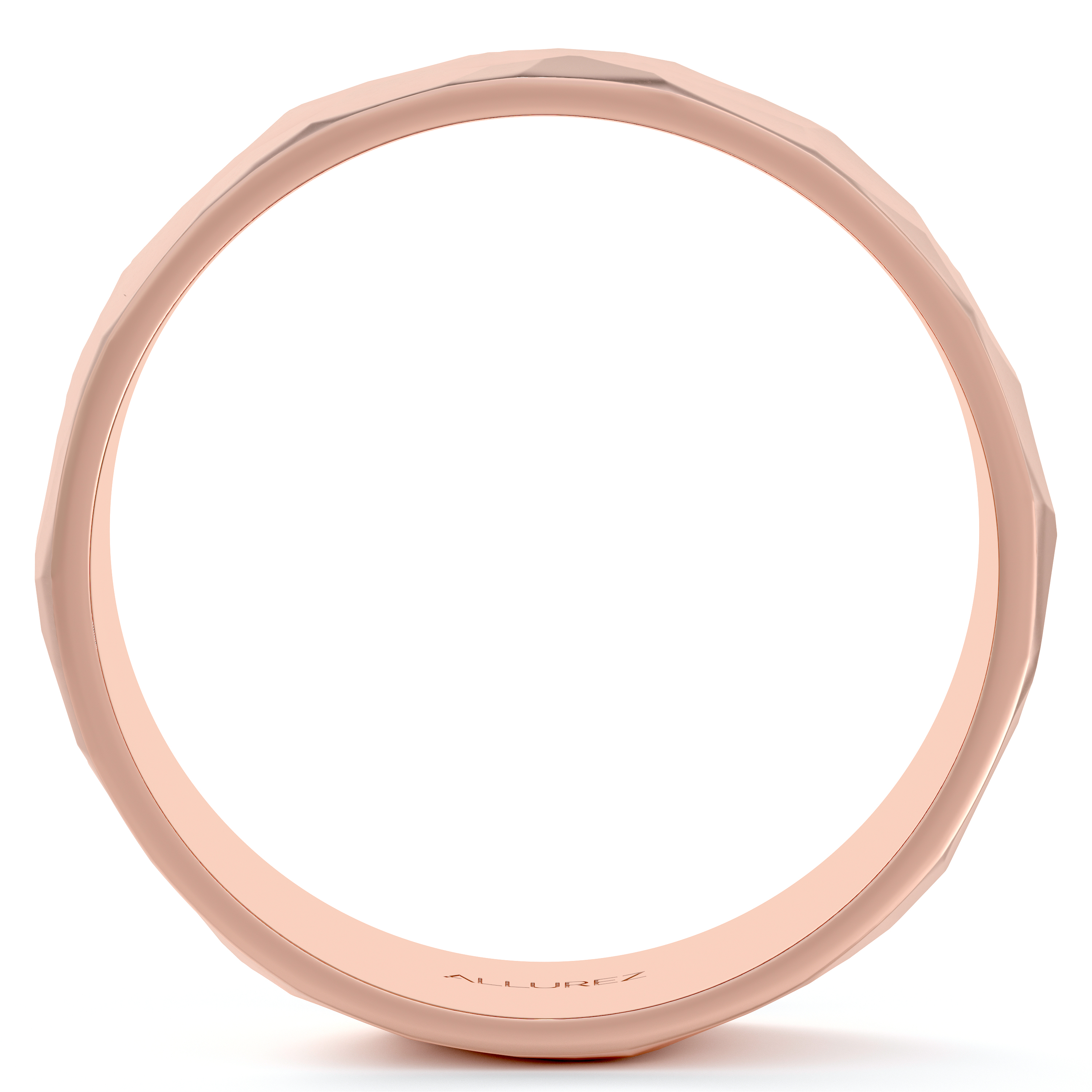 Men's Hammered Finished Carved Band Wedding Ring 14k Rose Gold (7mm)