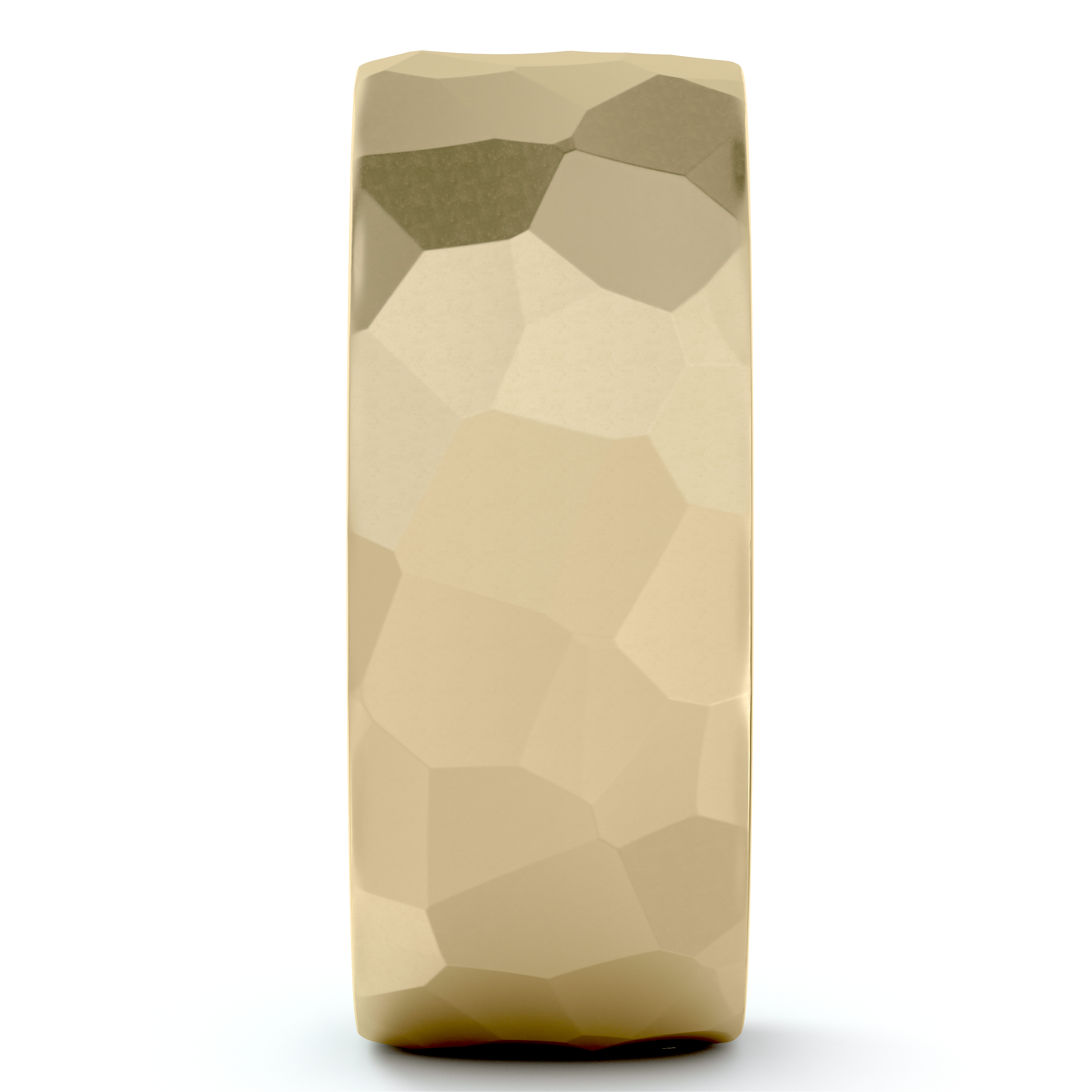 Men's Hammered Finished Carved Band Wedding Ring 18k Yellow Gold (7mm)