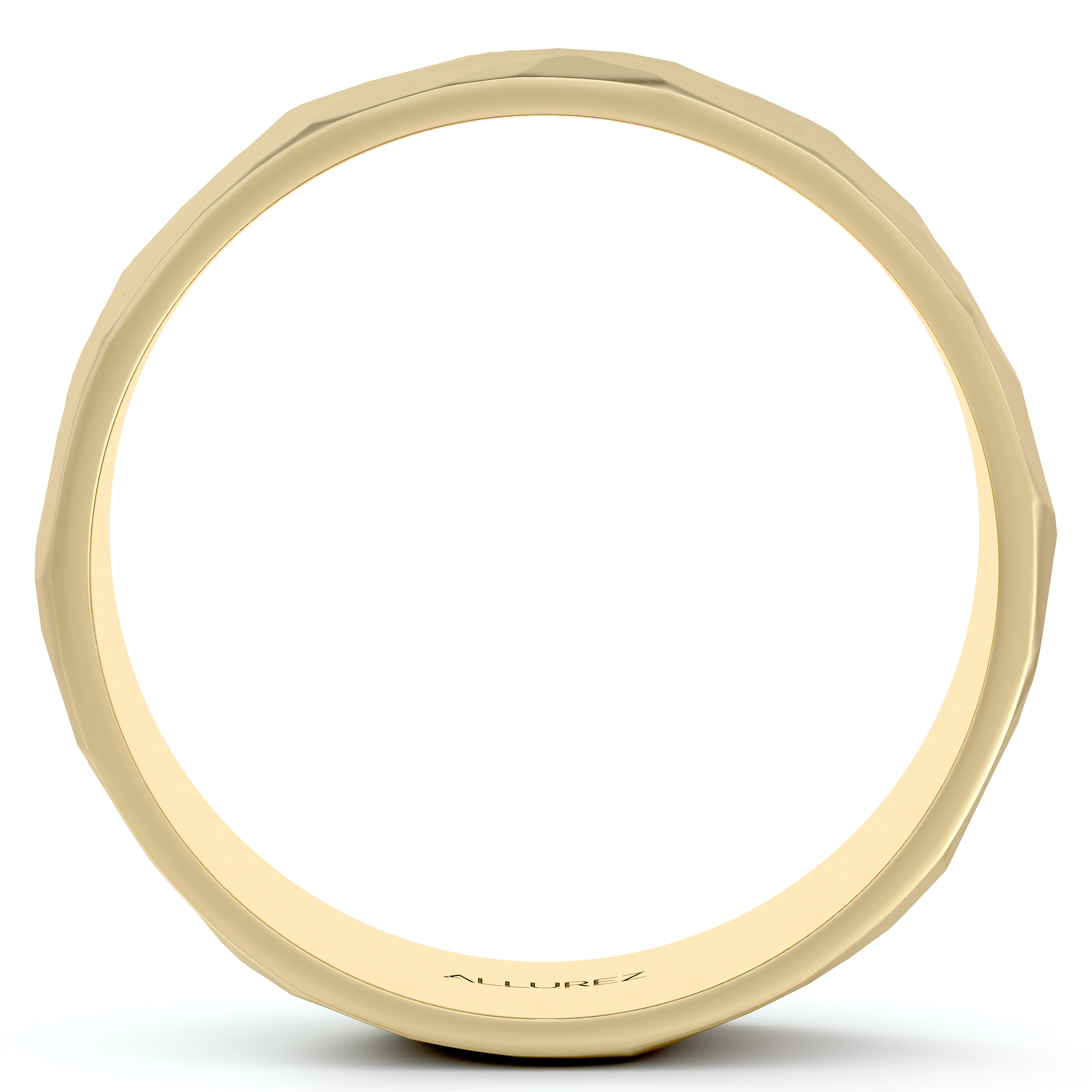 Men's Hammered Finished Carved Band Wedding Ring 18k Yellow Gold (7mm)