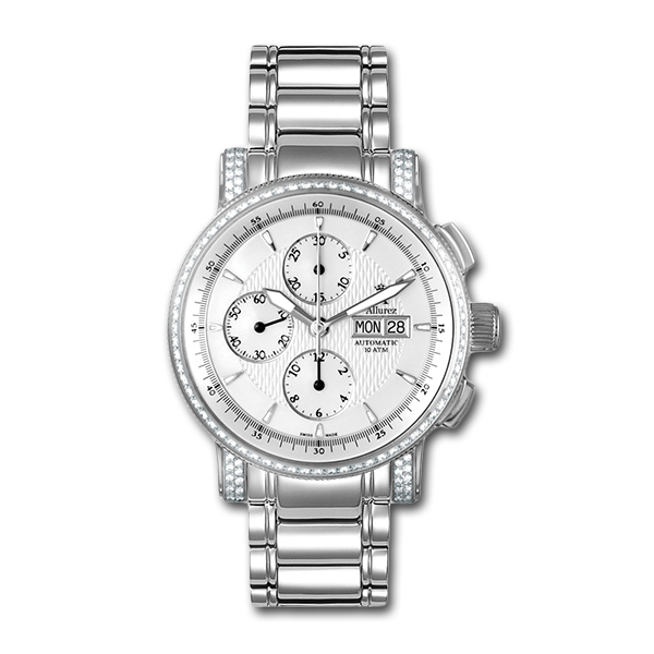 Allurez Unisex Auto-Mechanical Diamond Chronograph Timepiece (1.10ct)