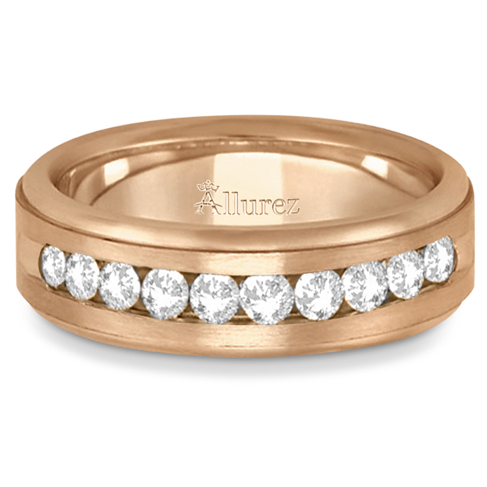 Men's Channel Set Diamond Ring Wedding Band 14kt Rose Gold (1/4ct)