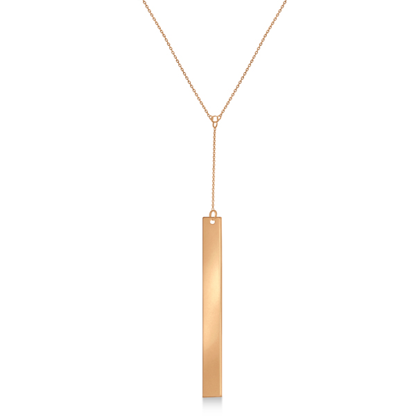 Dangling Y Neck Bar Necklace Pendant 14k Rose Gold