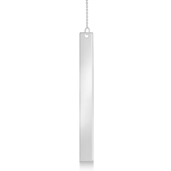 Dangling Y Neck Bar Necklace Pendant 14k White Gold