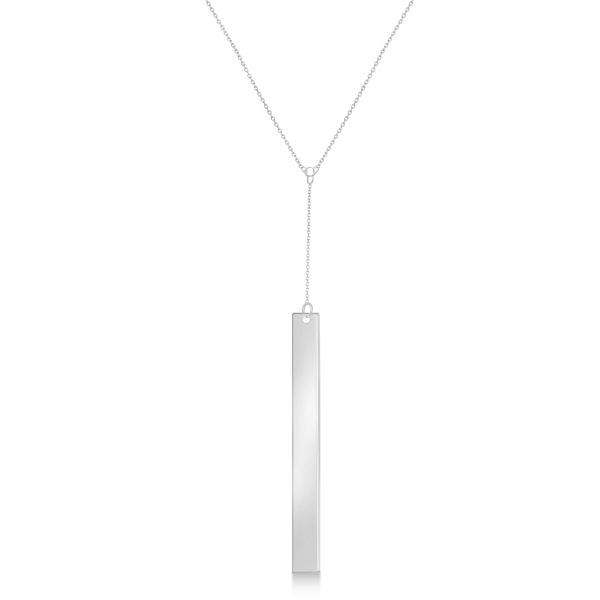 Dangling Y Neck Bar Necklace Pendant 14k White Gold