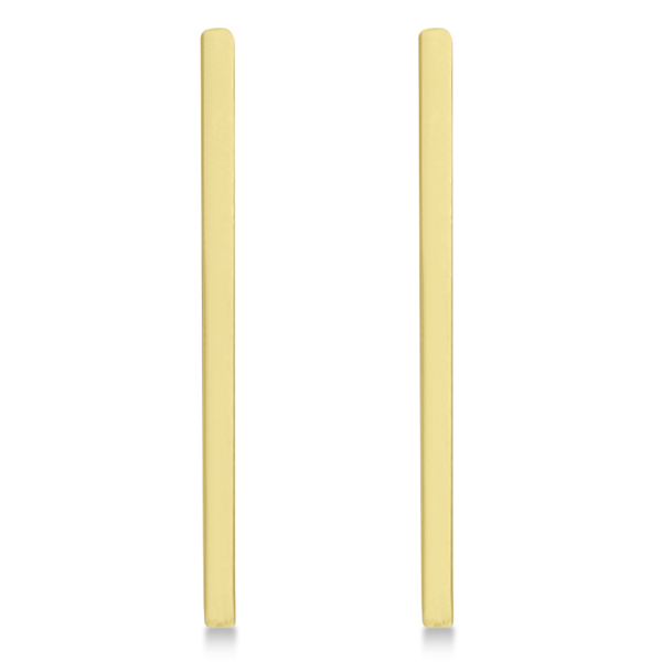 Post-Back Long Bar Drop Earrings 14k Yellow Gold
