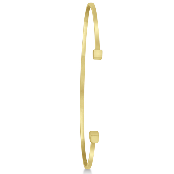 Cube Cuff Bangle Bracelet in 14k Yellow Gold