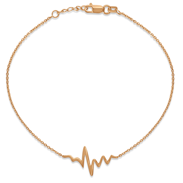 Adjustable Heartbeat Bracelet in 14k Rose Gold