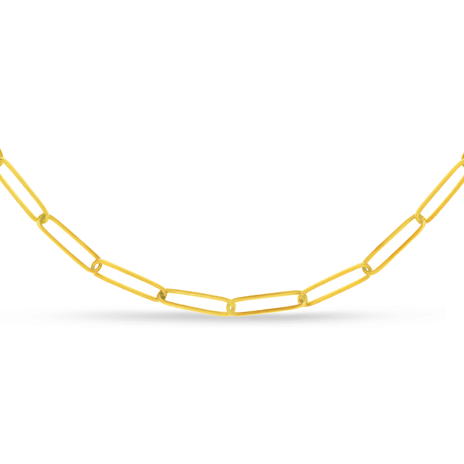 Handmade Elongated Paperclip Link Chain Necklace 14k Yellow Gold