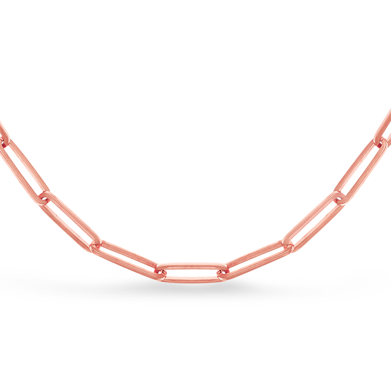 Handmade Elongated Paperclip Link Chain Necklace 14k Rose Gold