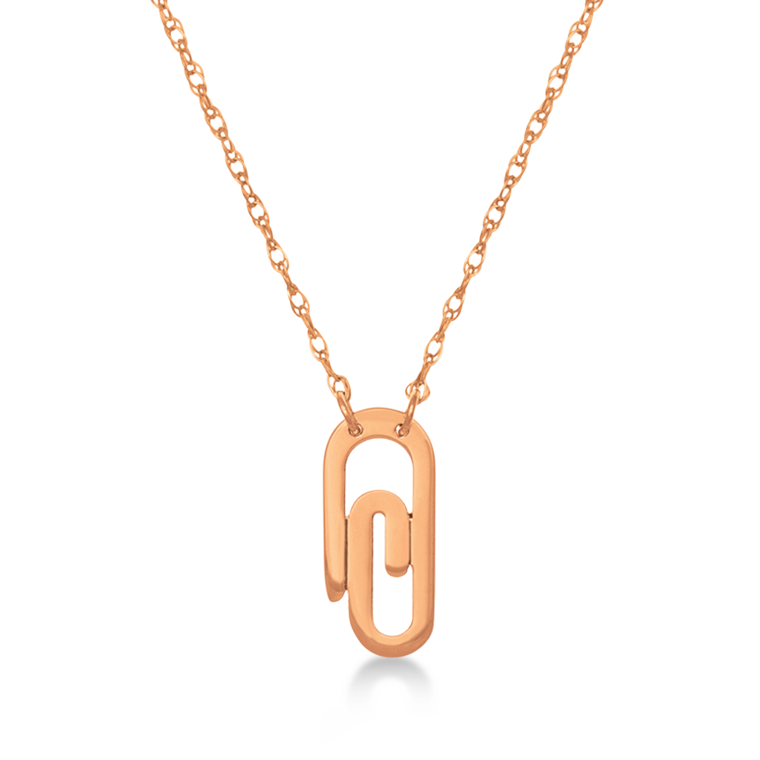 Single Paperclip Pendant Necklace 14k Rose Gold