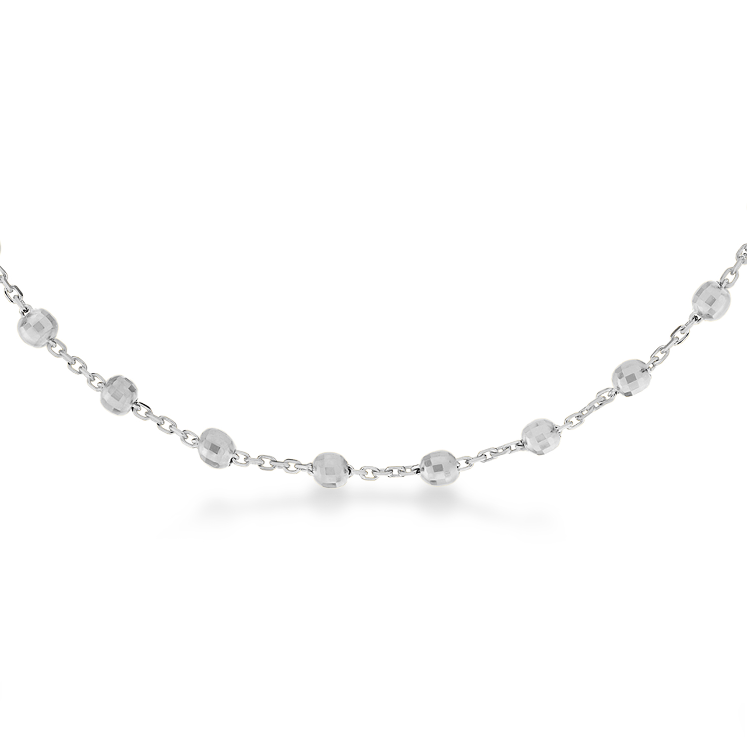 Bead Stationed Bracelet 14k White Gold
