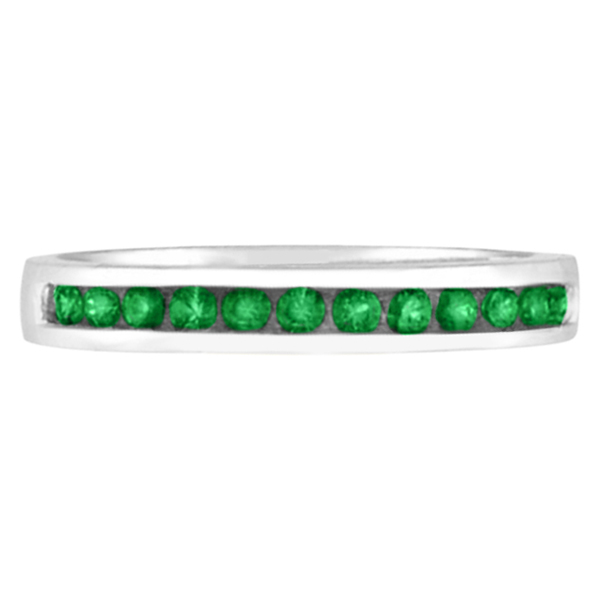 ChannelSet Emerald Band Stackable Ring 14k White Gold 0.40ct IR274
