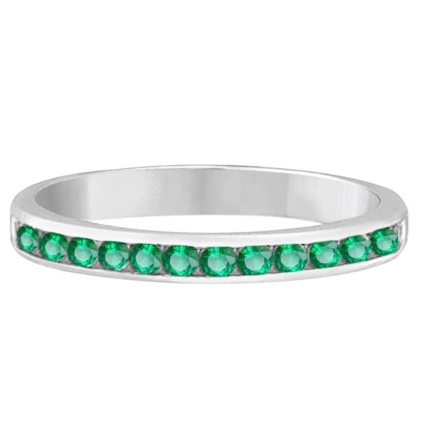 ChannelSet Emerald Band Stackable Ring 14k White Gold 0.40ct IR274