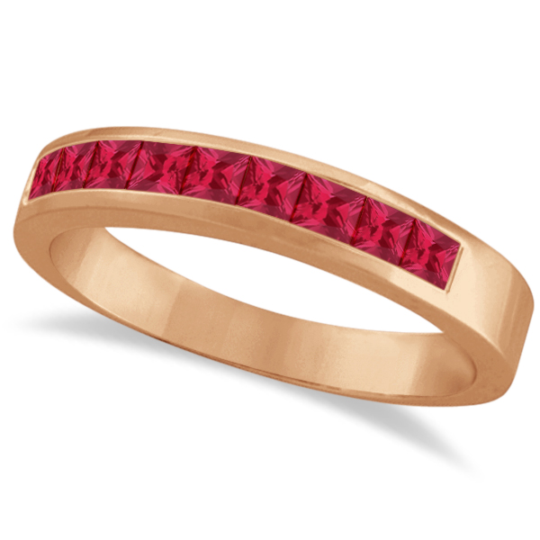 Princess-Cut Channel-Set Stackable Ruby Ring 14k Rose Gold (1.00ct)
