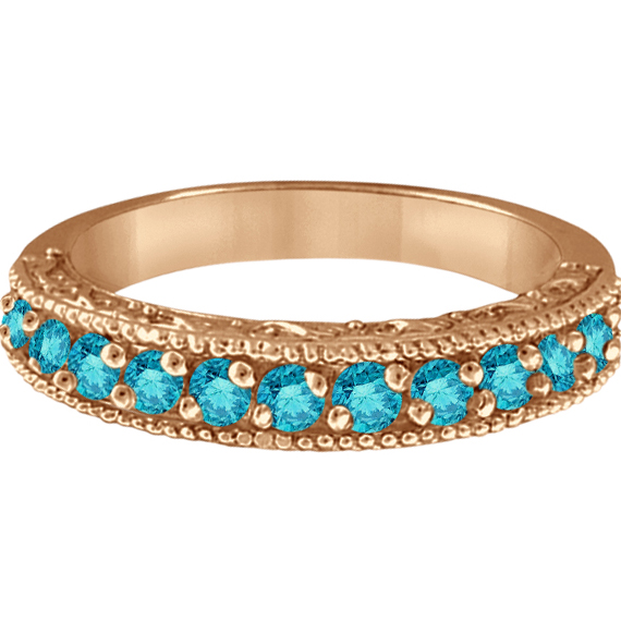 Blue Diamond Ring Anniversary Band 14k Rose Gold (0.30ct)