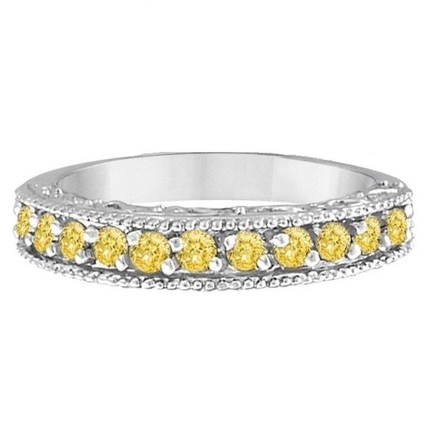 Fancy Yellow Canary Diamond Ring Band 14k White Gold (0.50ct)