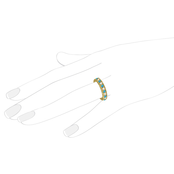 Blue Topaz & Diamond Band Filigree Ring Design 14k Yellow Gold (0.60ct)