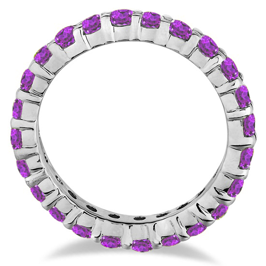 Purple Amethyst Eternity Ring Band 14k White Gold (1.07ct)
