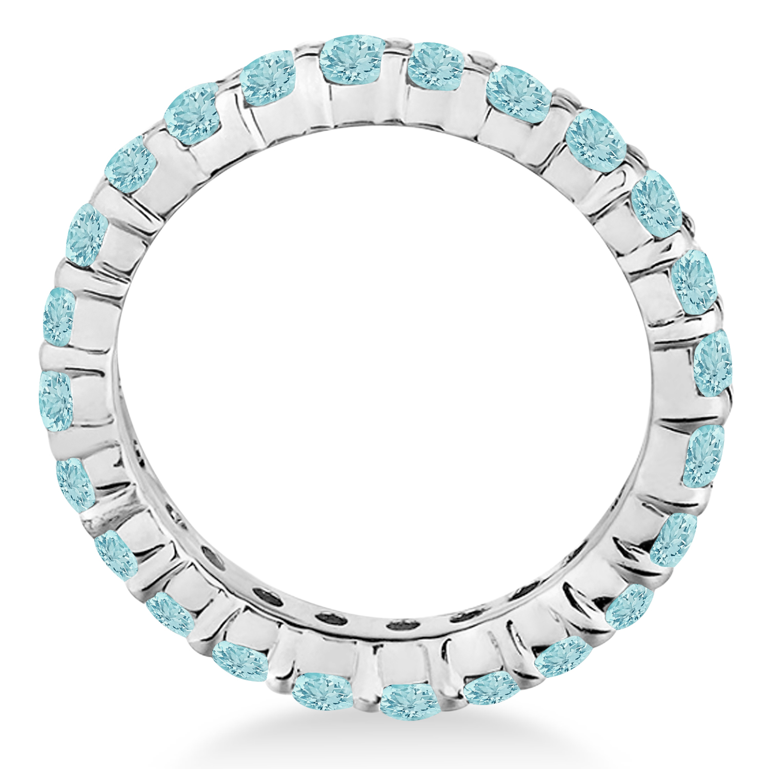 Aquamarine Eternity Ring Band 14k White Gold (1.07ct)