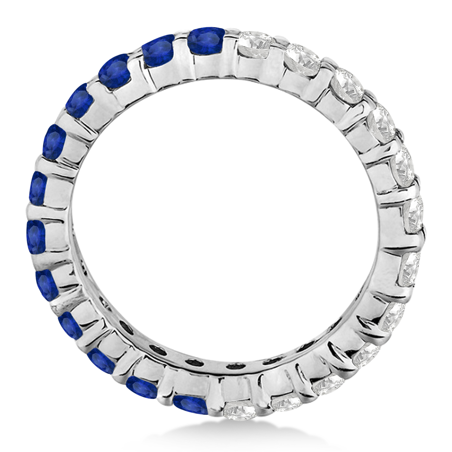 Half Diamond & Half Blue Sapphire Eternity Ring Band 14K