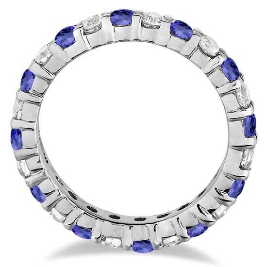 Tanzanite & Diamond Eternity Ring Band 14k White Gold (1.07ct)